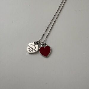 Tiffany & Co. Silver and Red Heart Necklace
